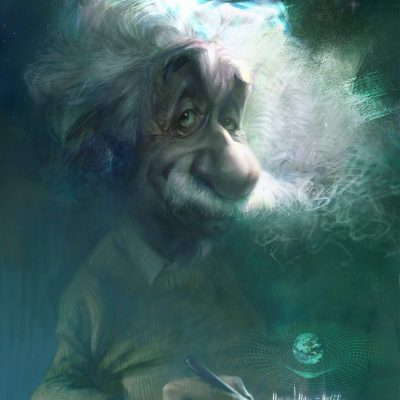Karikatur Albert Einstein, von Xi Ding
