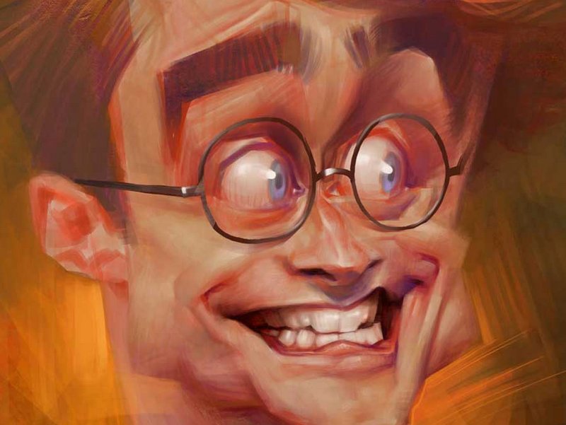 Ausschnitt von der Karikatur Daniel Radcliffe als Harry Potter, gezeichnet von Xi Ding
