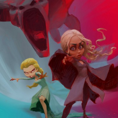 Karikatur Daenerys (Khaleesi) und Elsa (Eiskönigin) - Schritt 17