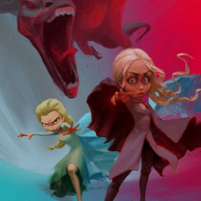 Karikatur Daenerys (Khaleesi) und Elsa (Eiskönigin) - Schritt 19