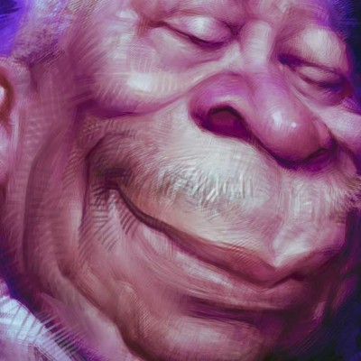 Eine Karikatur von BB King, Ausschnitt Gesicht