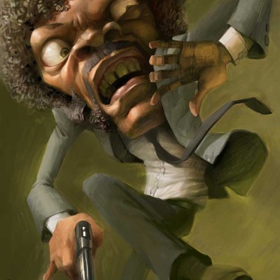 Karikatur von Samuel L Jackson im Film "Pulp Fiction"