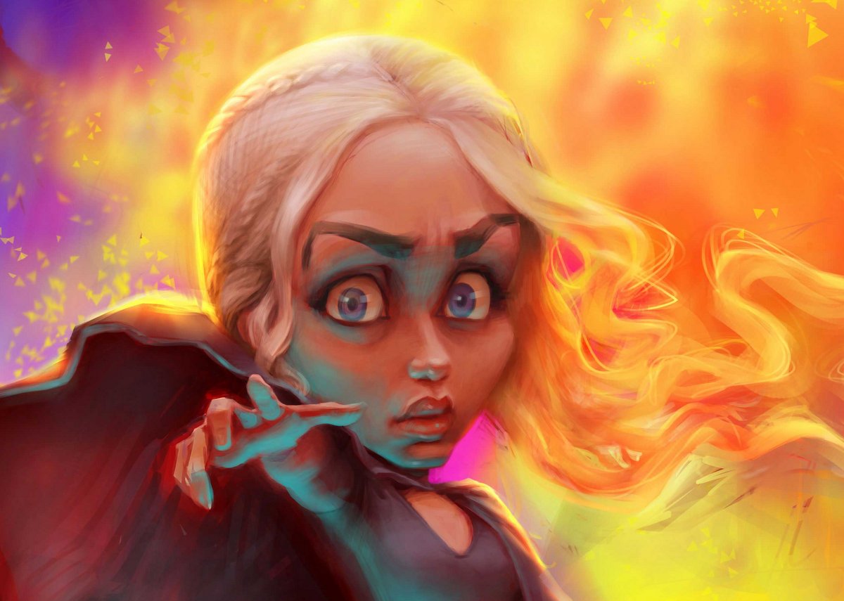 Karikatur Daenerys (Khaleesi) und Elsa (Eiskönigin)